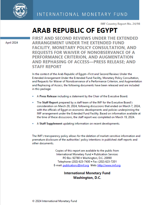 Arab Republic of Egypt: IMF Country Report, April 2024