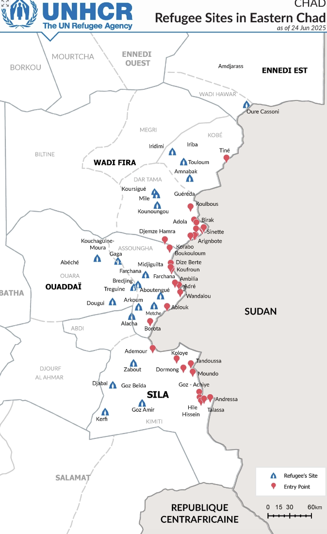 Refugee Sites in Eastern Chad (June 2025)