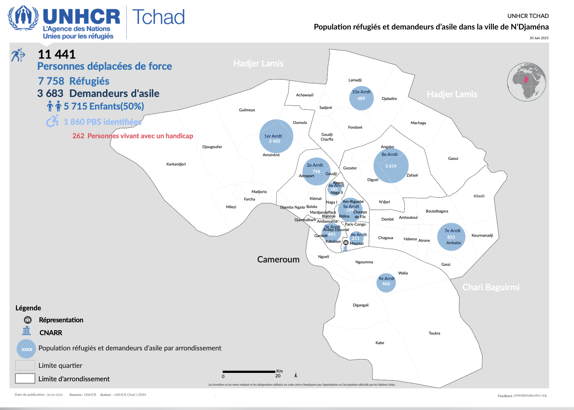 Mapping of Refugees and Asylum-Seekers Living in Ndjamena, Chad (June 2025)