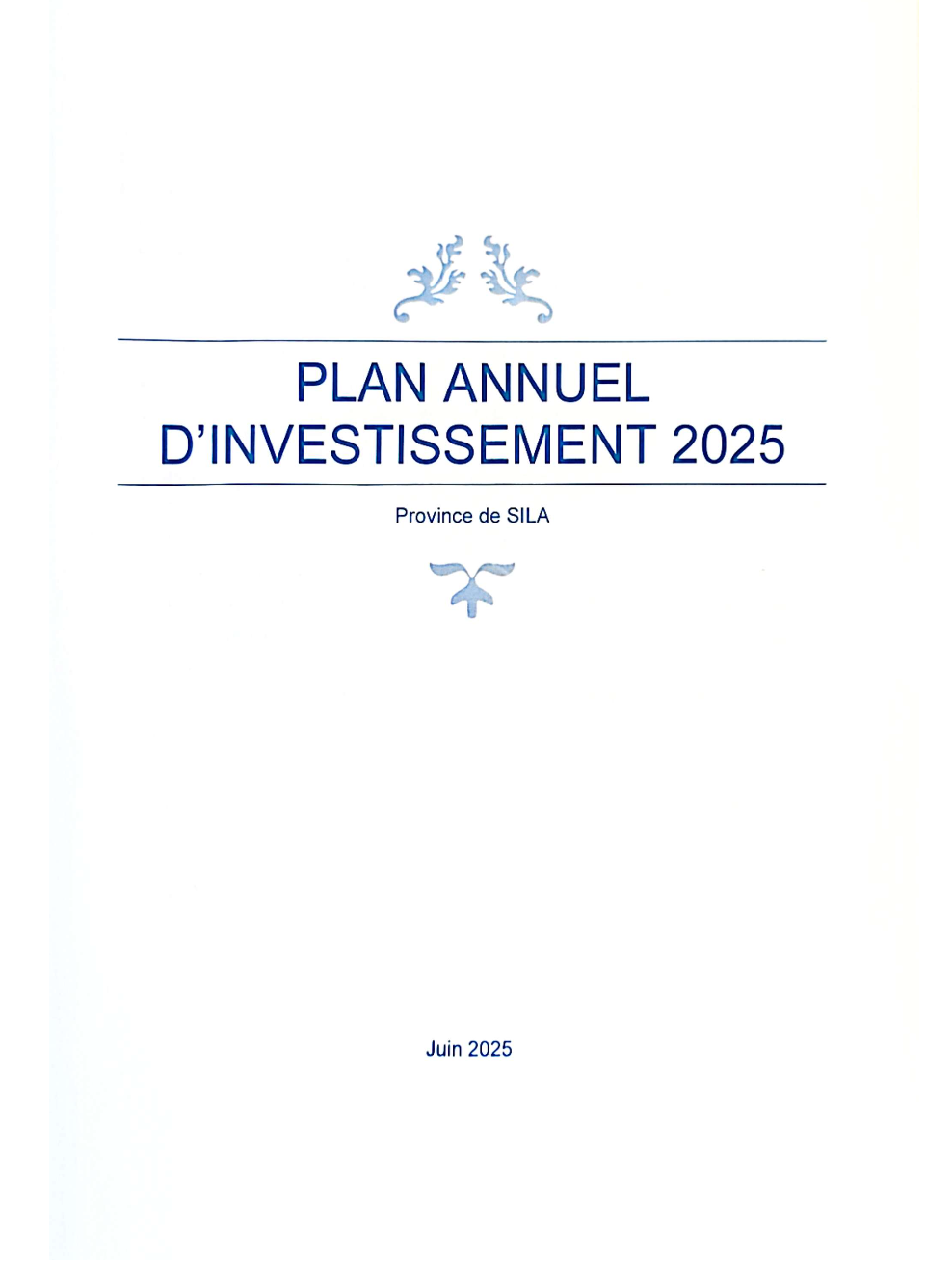 Plan Annuel d'Investissement 2025 - Province de Sila
