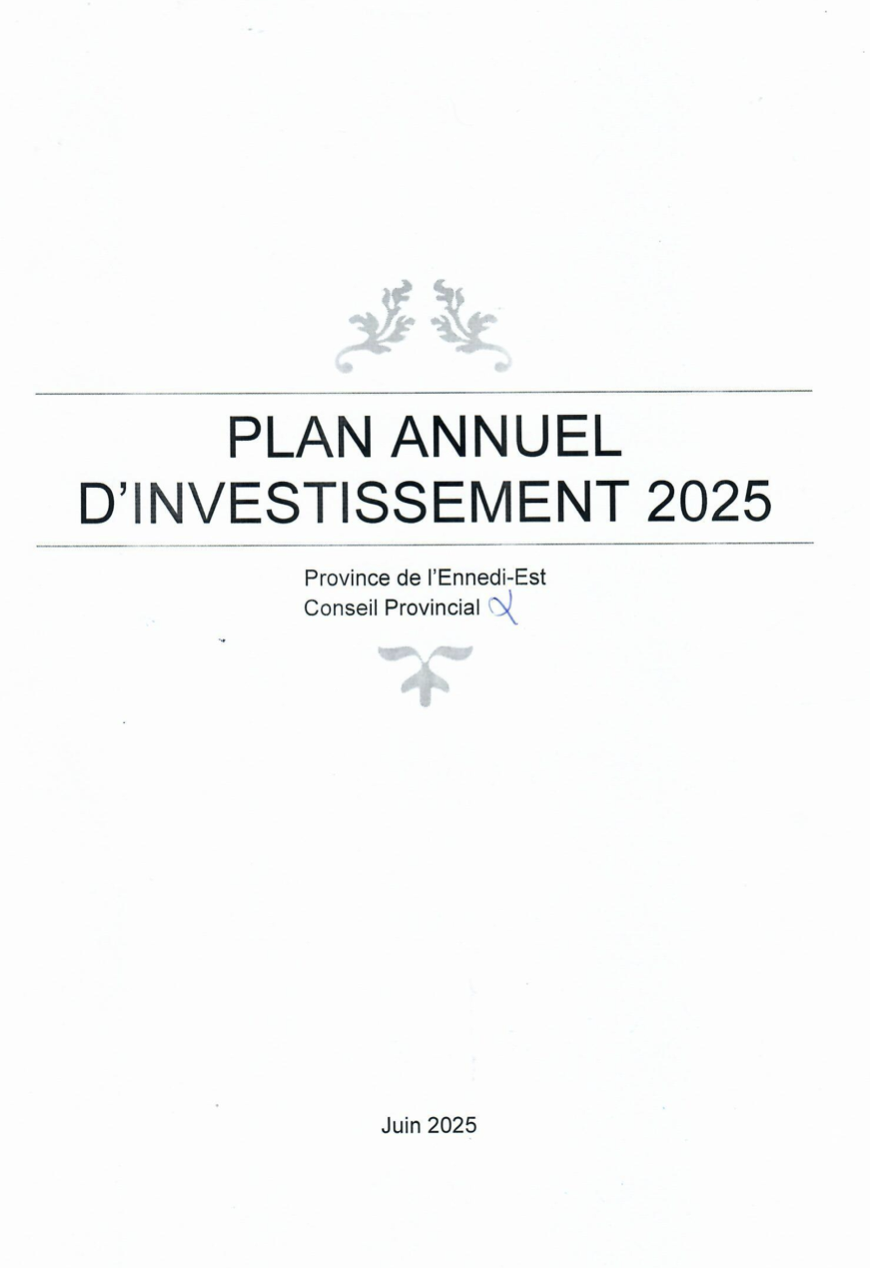 Plan Annuel d'Investissement 2025 - Province de l'Ennedi Est