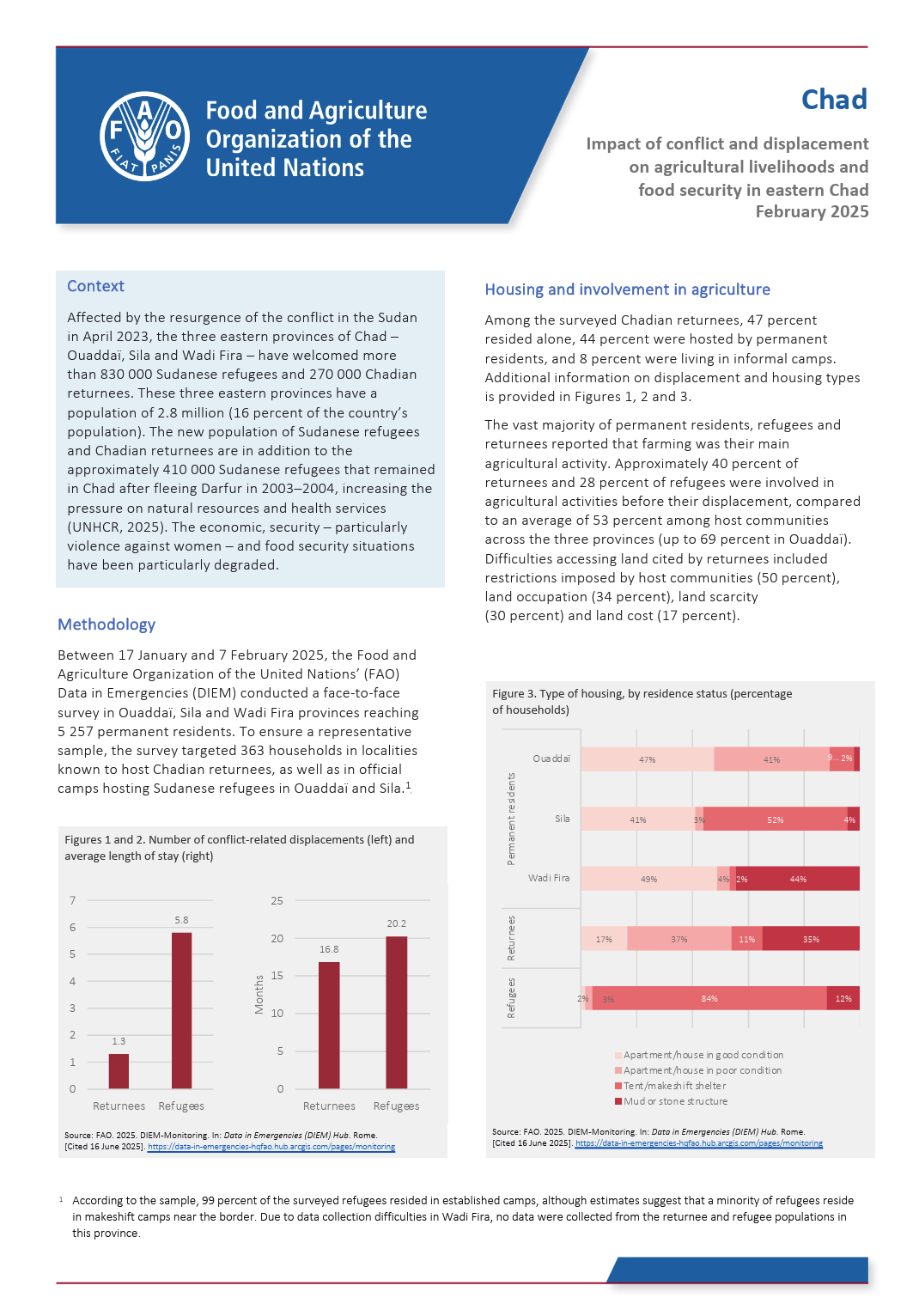 Chad: Impact of Conflict and Displacement on Agricultural Livelihoods and Food Security in Eastern Chad, February 2025 (English)