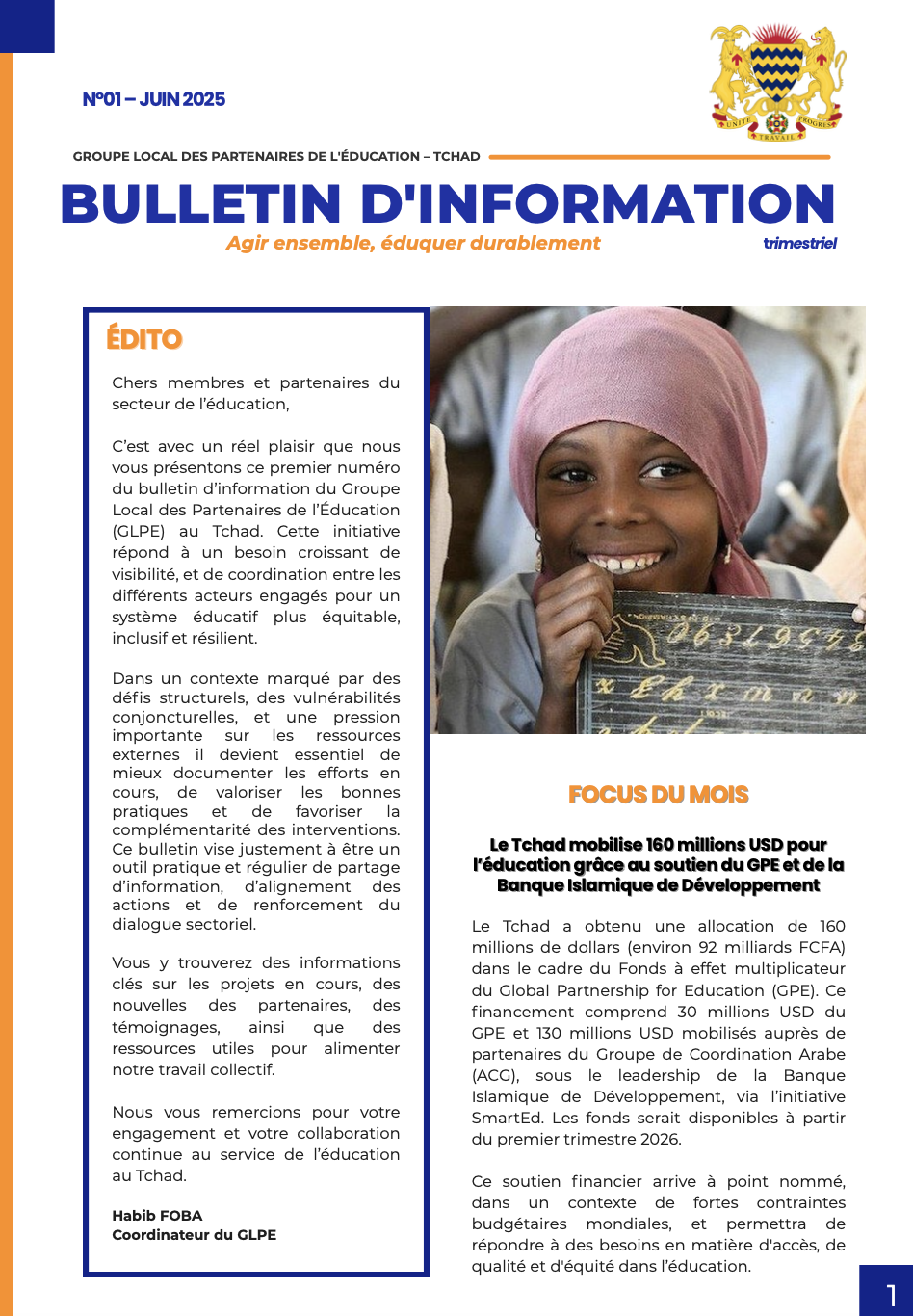 Groupe Local des Partenaires Education Tchad - Bulletin Information | Juin 2025