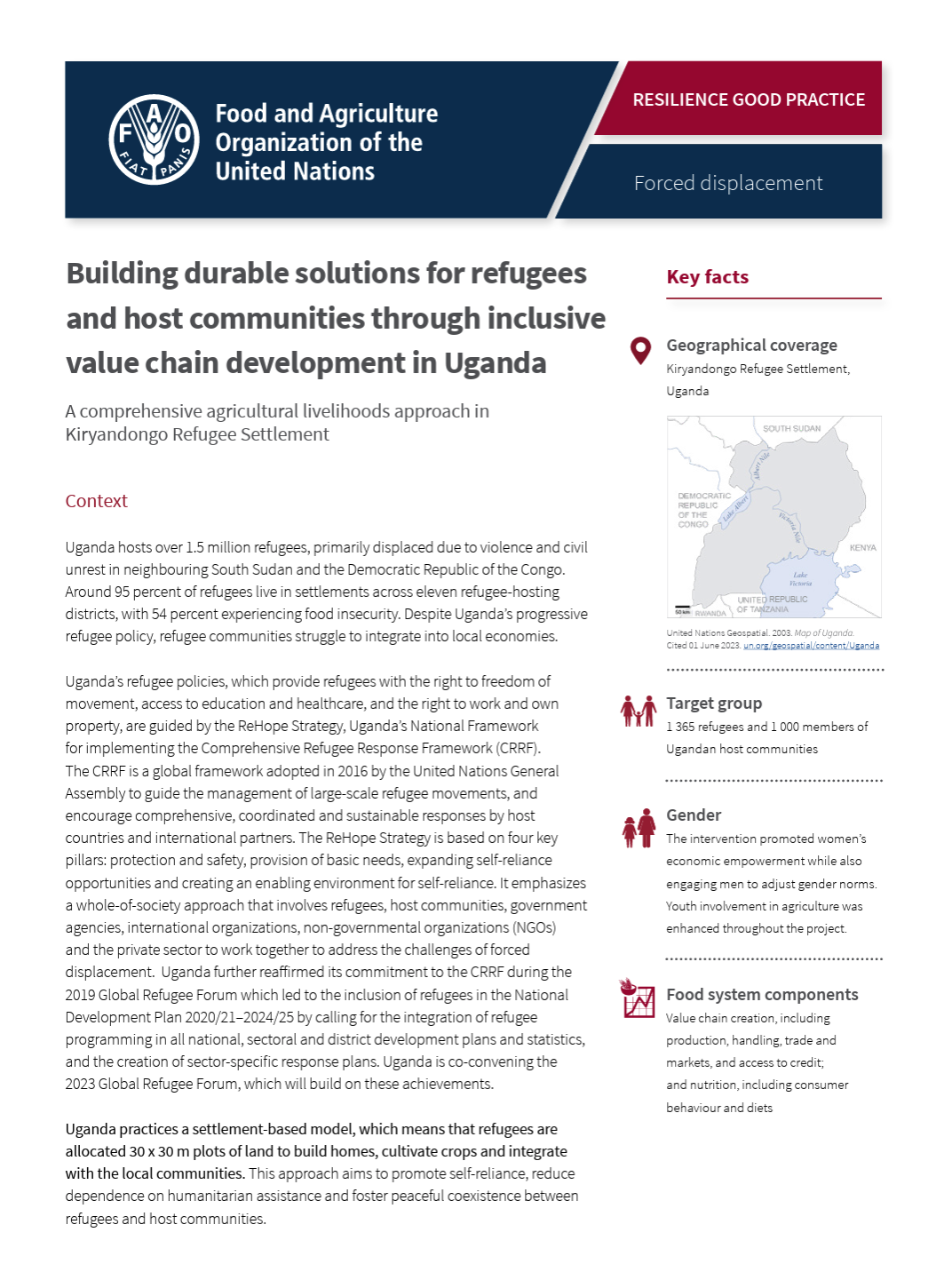 Building durable solutions for refugees and host communities through inclusive value chain development in Uganda