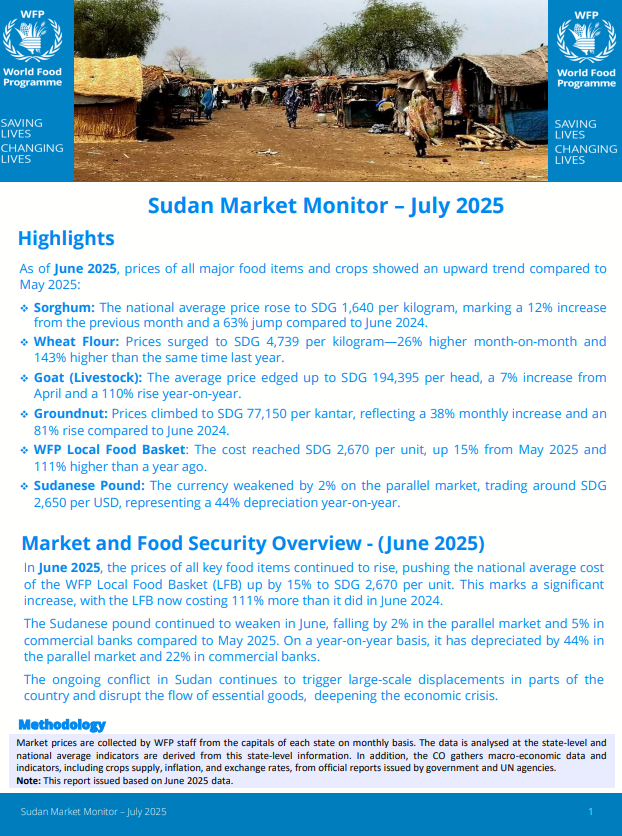Sudan - WFP Sudan Market Monitor - July 2025