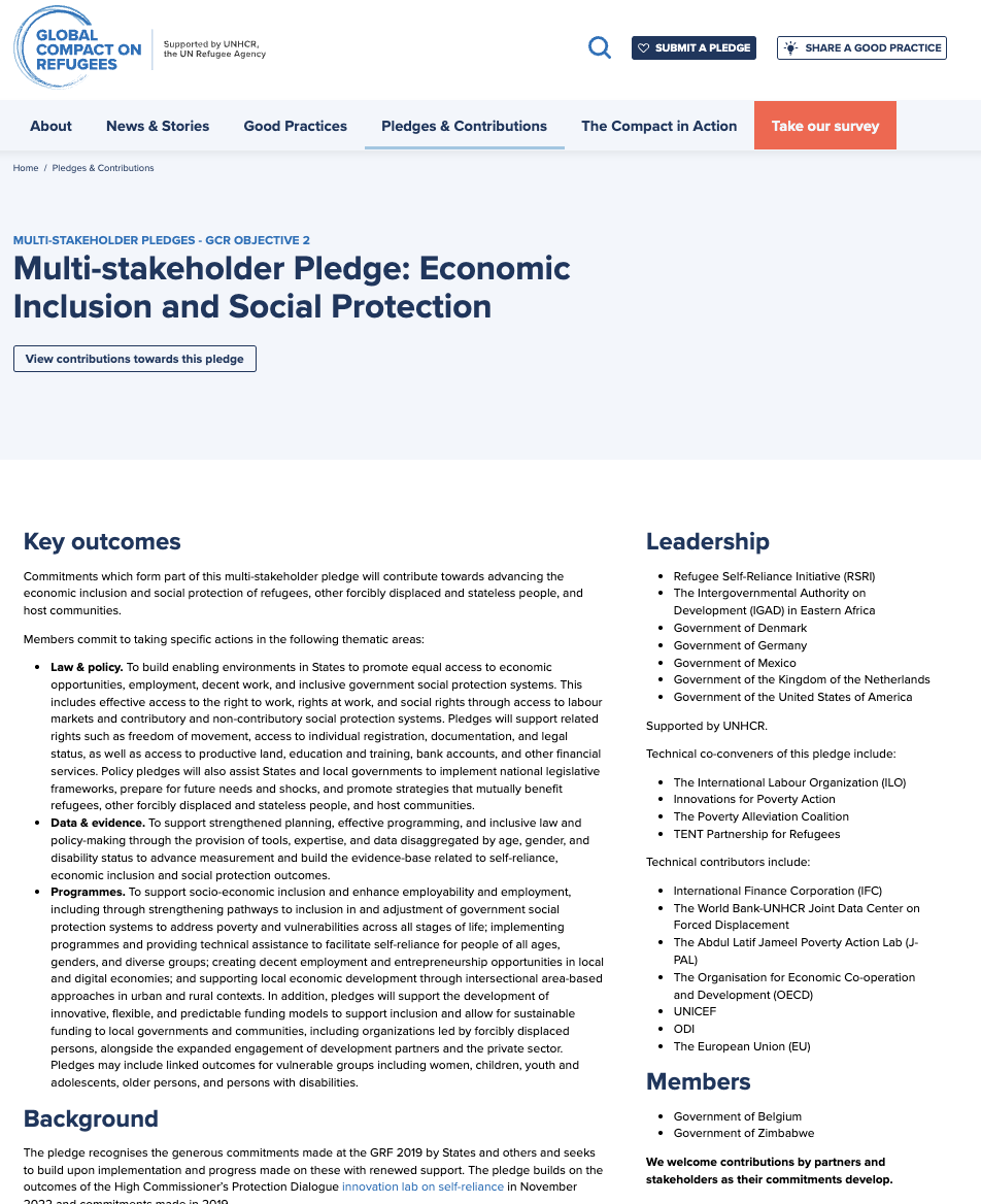 Multi-Stakeholder Pledge: Economic Inclusion and Social Protection
