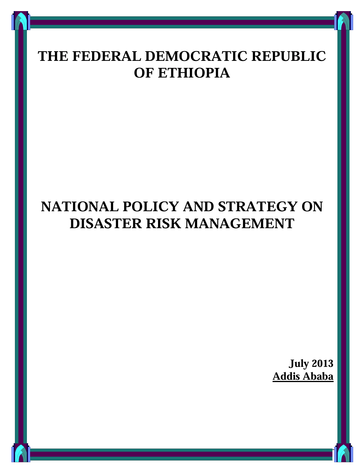 National Policy and Strategy on Disaster Risk Management