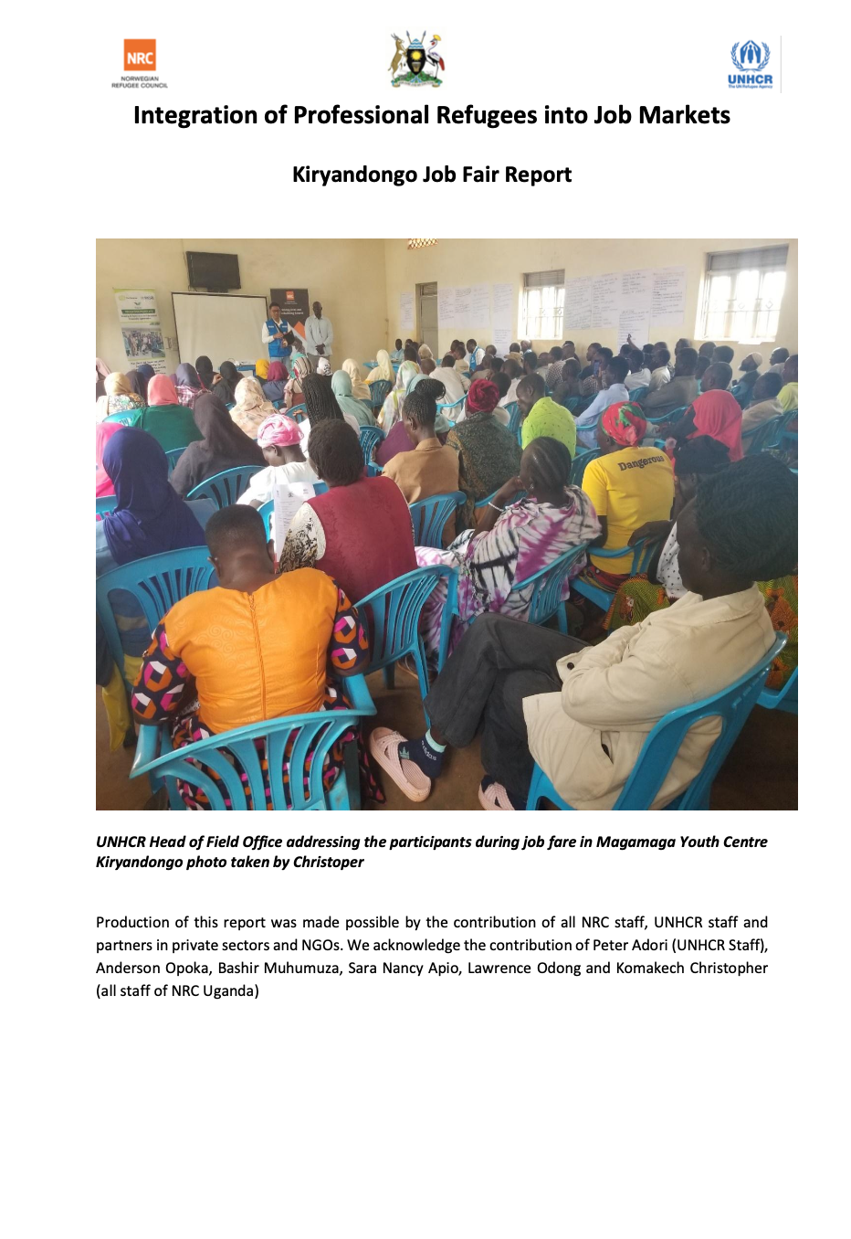 Integration of Professional Refugees into Job Markets - Kiryandongo Job Fair Report (December 2024)