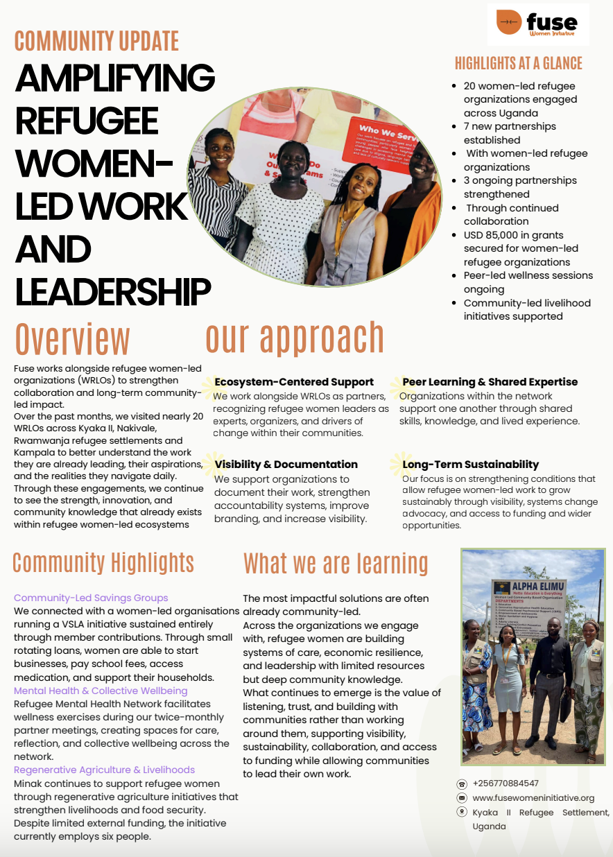 Community Update: Amplifying Refugee Women-Led Work and Leadership