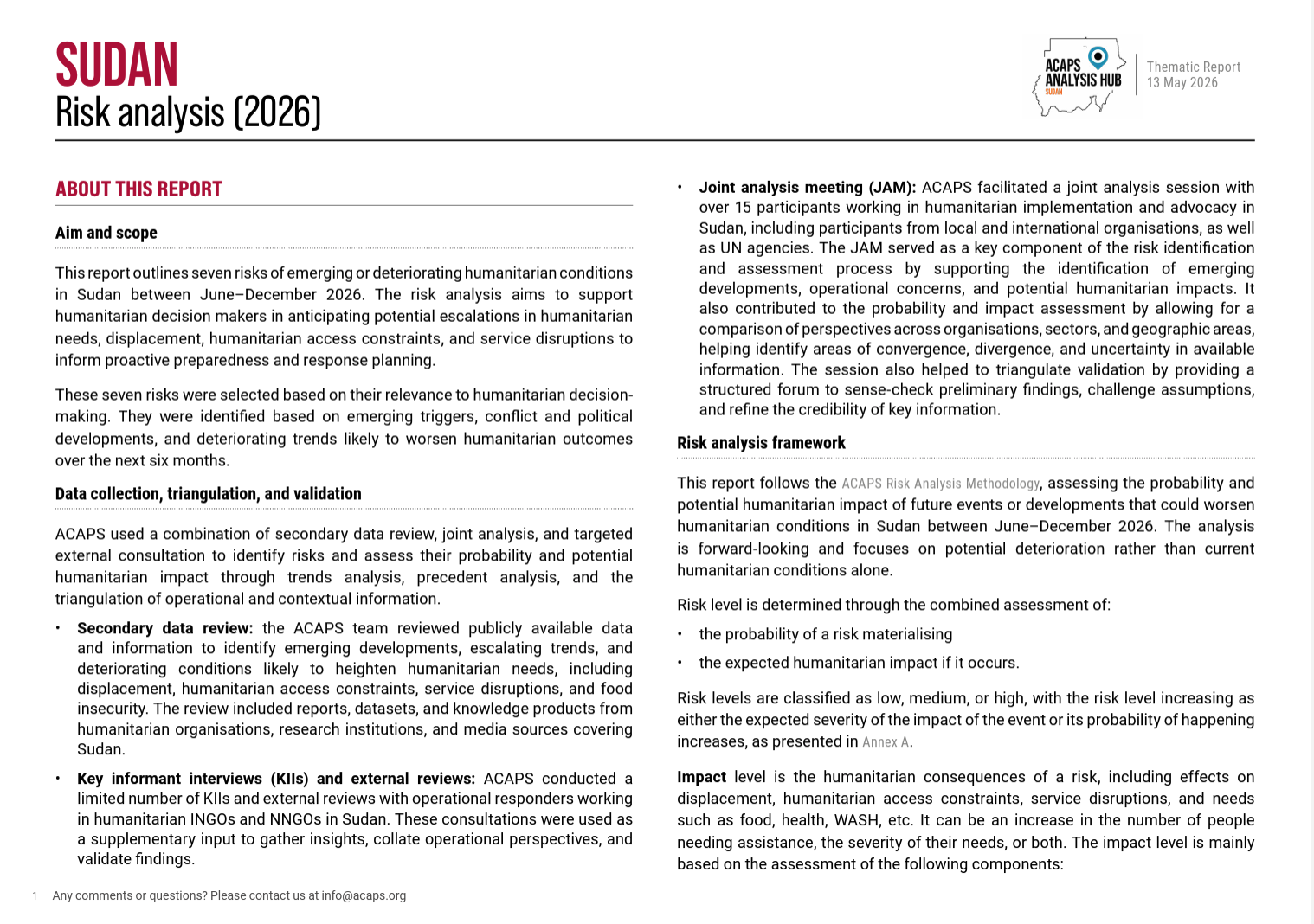 Sudan Risk Analysis 2026
