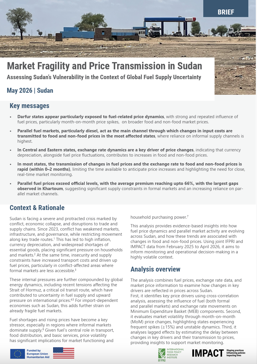 Market Fragility and Price Transmission in Sudan: Assessing Sudan’s Vulnerability in the Context of Global Fuel Supply Uncertainty (March 2026)