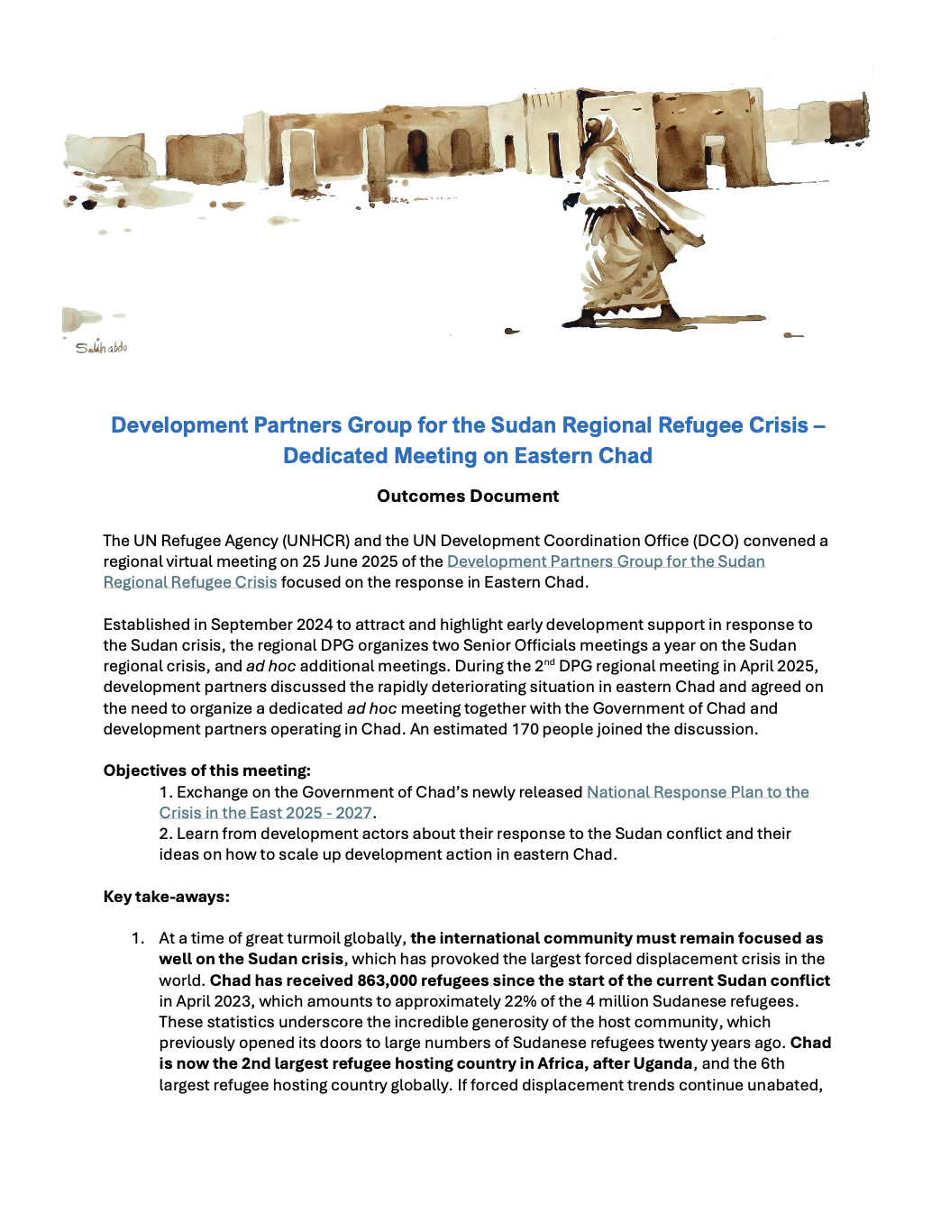 Outcomes Document: Development Partners Meeting on Eastern Chad (25 June 2025)