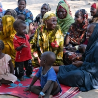 Sudanese refugees celebrate the Muslim holiday Tabaski (Eid al-Adha) at the UNHCR-supported Korsi site, near Birao, Central African Republic.
