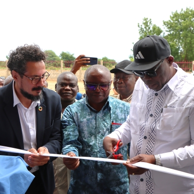 Prime Minister Félix Moloua inaugurating a new health center in Birao