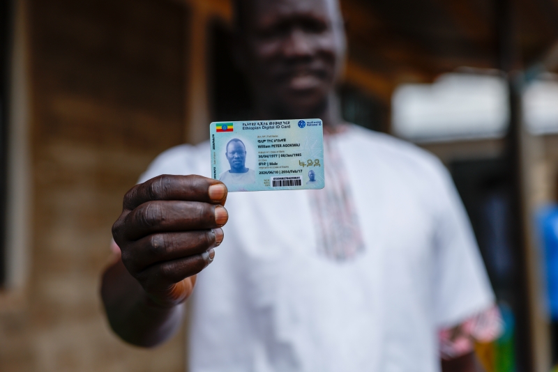 Refugee receives a Fayda number and ID document in Ethiopia.